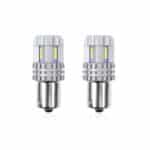 Set becuri auto cu LED CANBUS compatibil P21 R5W/R10W 22 SMD Alb 12V/24V, destinat competitiilor auto sau off-road