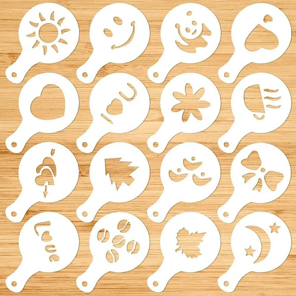 AVEX – Set 16 sabloane reutilizabile pentru ornarea desertului sau a cafelei