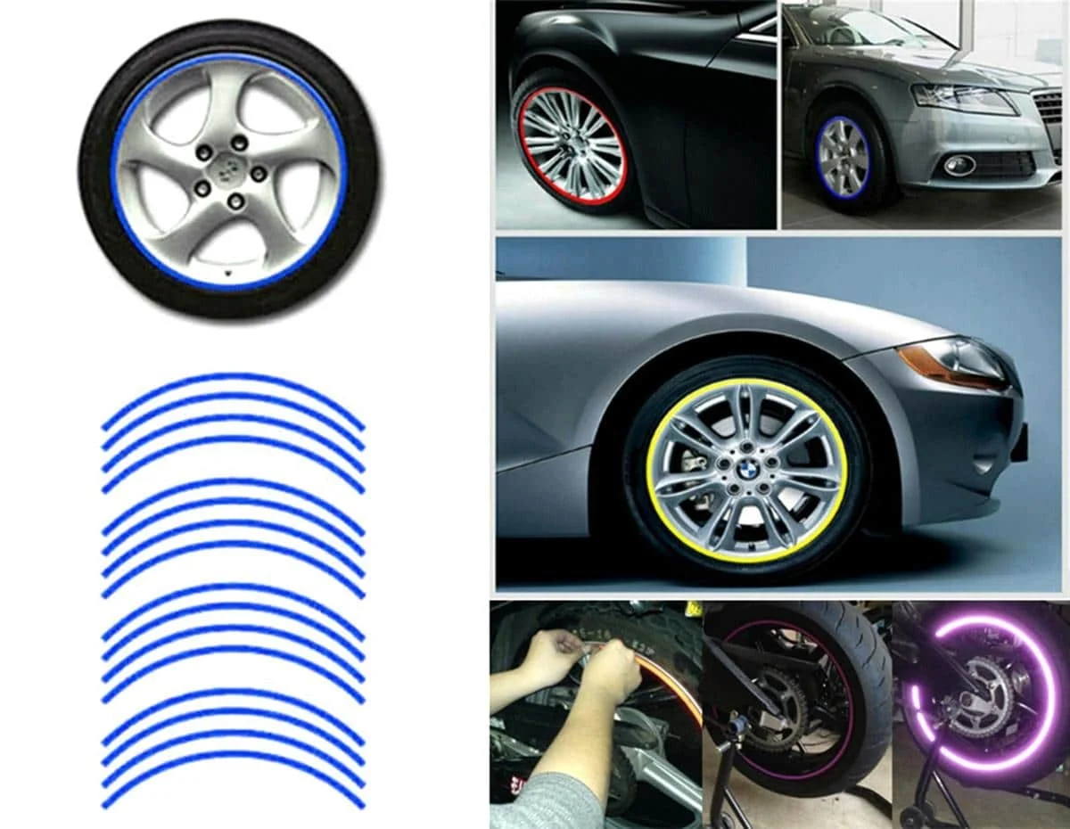 AVEX – Set 16 ornamente Reflectorizante pentru jante auto, moto, culoare Albastra