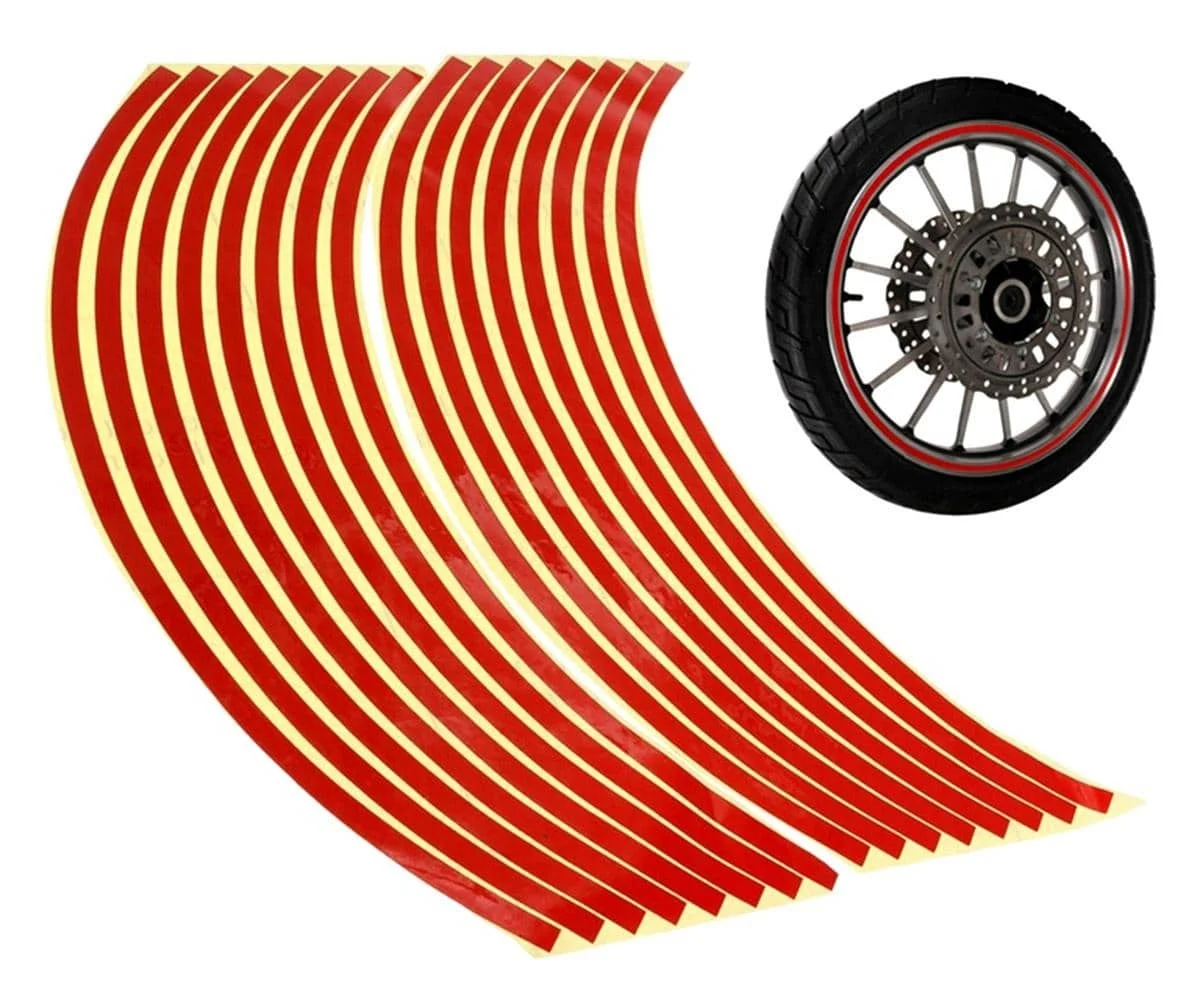 AVEX – Set 16 ornamente Reflectorizante pentru jante auto, moto, culoare Rosie