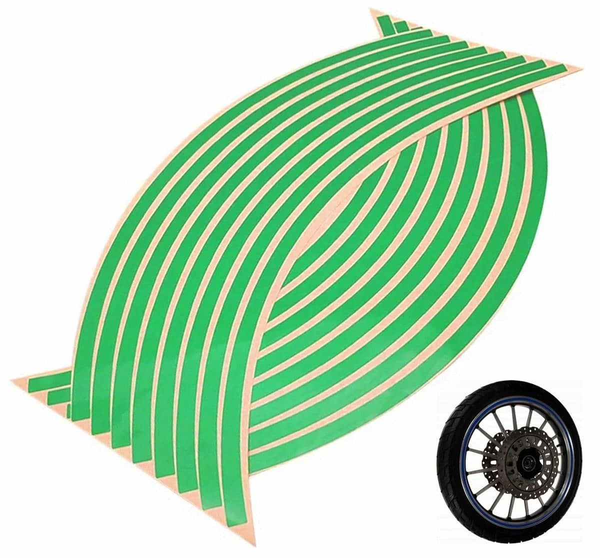 AVEX – Set 16 ornamente Reflectorizante pentru jante auto, moto, culoare Verde