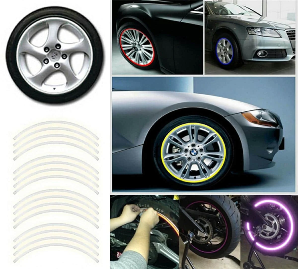 AVEX – Set 16 ornamente Reflectorizante pentru jante auto, moto, culoare Argintiu