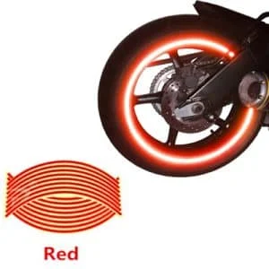 AVEX – Set 16 ornamente Reflectorizante pentru jante auto, moto, culoare Rosie