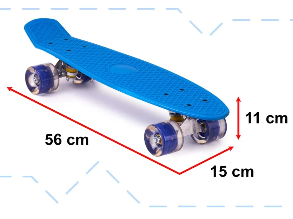 AVEX – Skateboard Penny Board pentru copii cu roti din cauciuc, iluminate LED, culoare Albastra