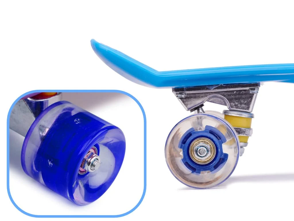 AVEX – Skateboard Penny Board pentru copii cu roti din cauciuc, iluminate LED, culoare Albastra