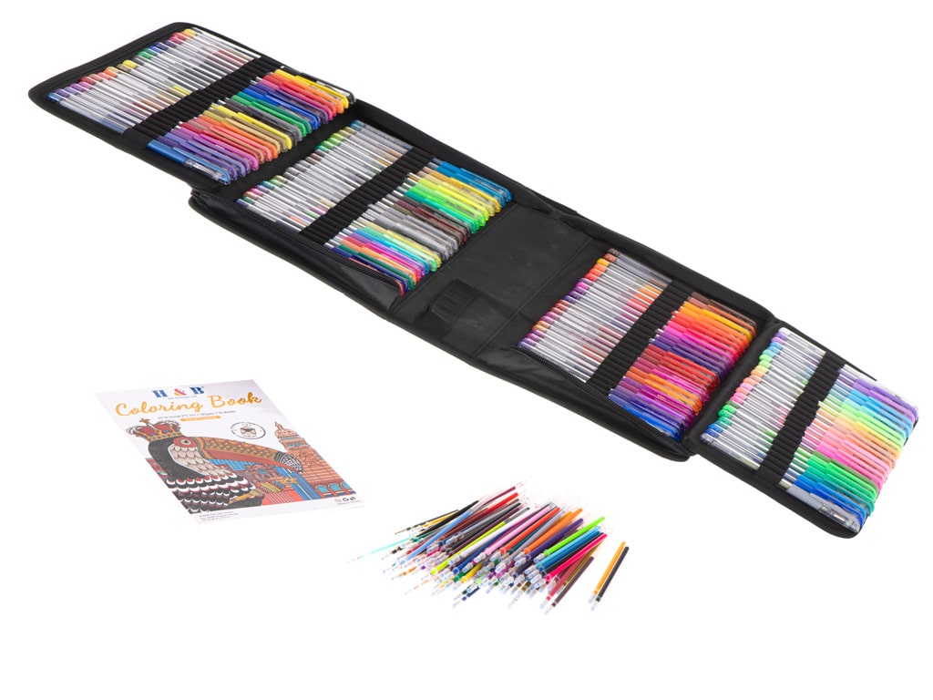 AVEX – Set 242 piese, Pixuri cu gel multicolor + Rezerve + Carte de colorat + Penar