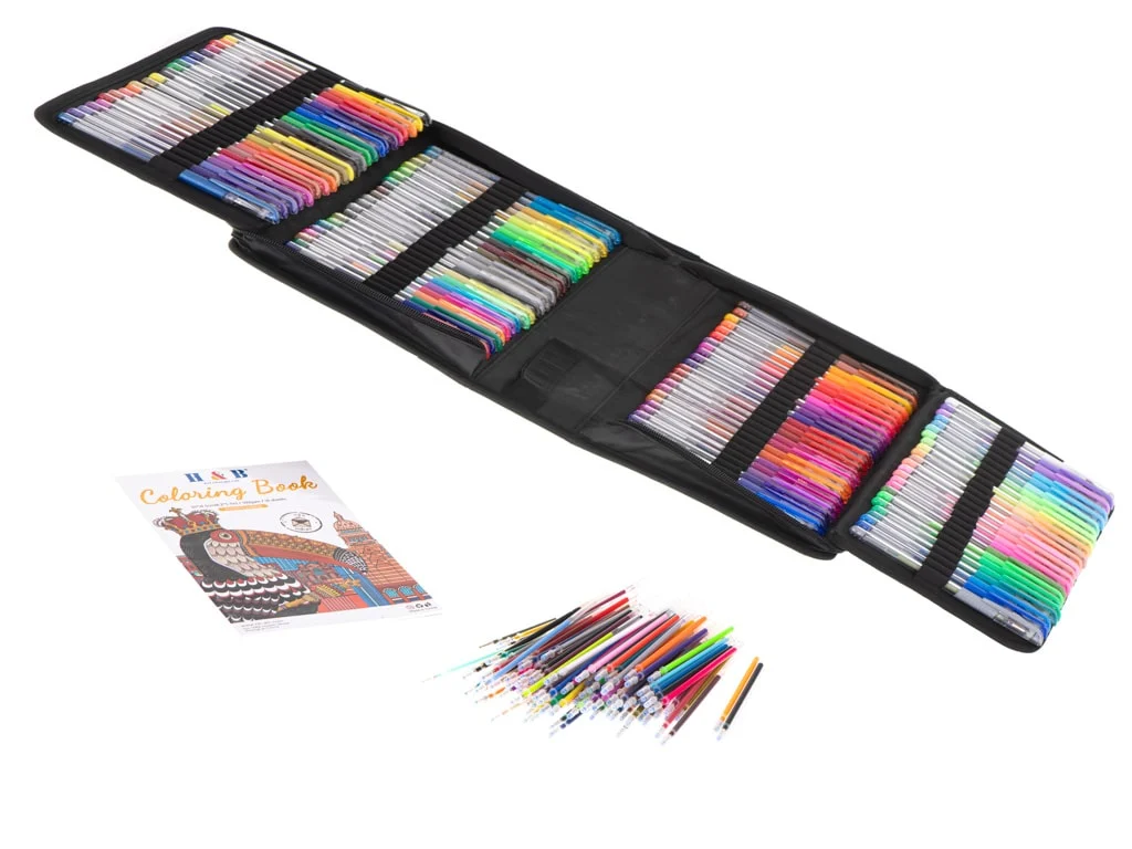 AVEX – Set 242 piese, Pixuri cu gel multicolor + Rezerve + Carte de colorat + Penar