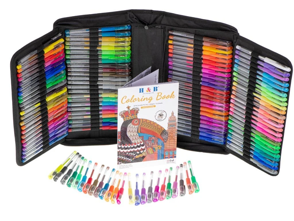 AVEX – Set 242 piese, Pixuri cu gel multicolor + Rezerve + Carte de colorat + Penar
