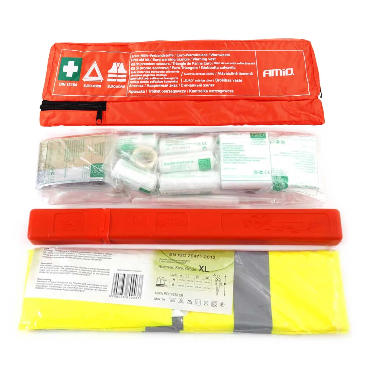 AMIO – Set Siguranta Auto COMBI PLUS (trusa prim ajutor, triunghi reflectorizant, vesta)