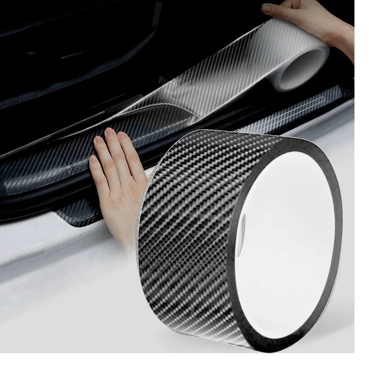 AVEX – Rola ornament bandouri sau praguri autoadeziv din autocolant Carbon 5D, dimensiune 148 x 4 cm, culoare Gri Antracit