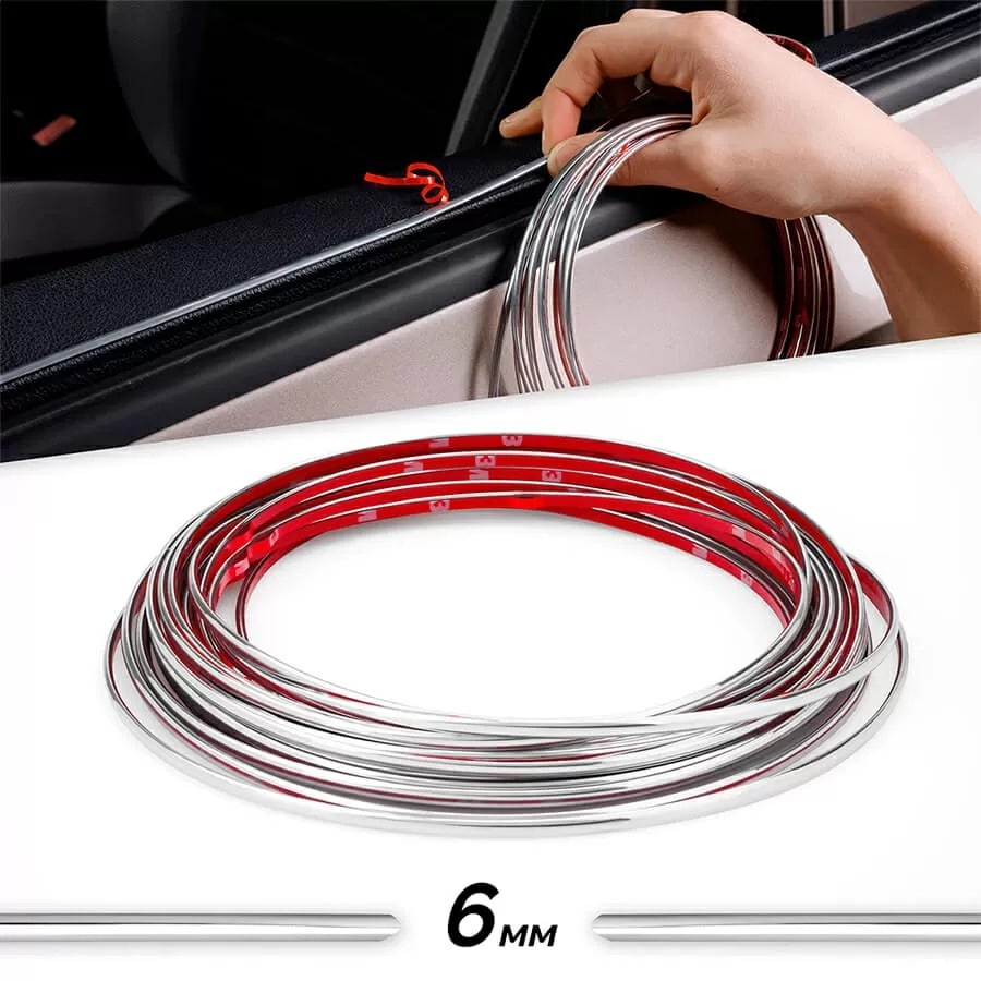 AVEX – Rola Ornament autoadeziv, 6mm x 15m, culoare Crom SILVER