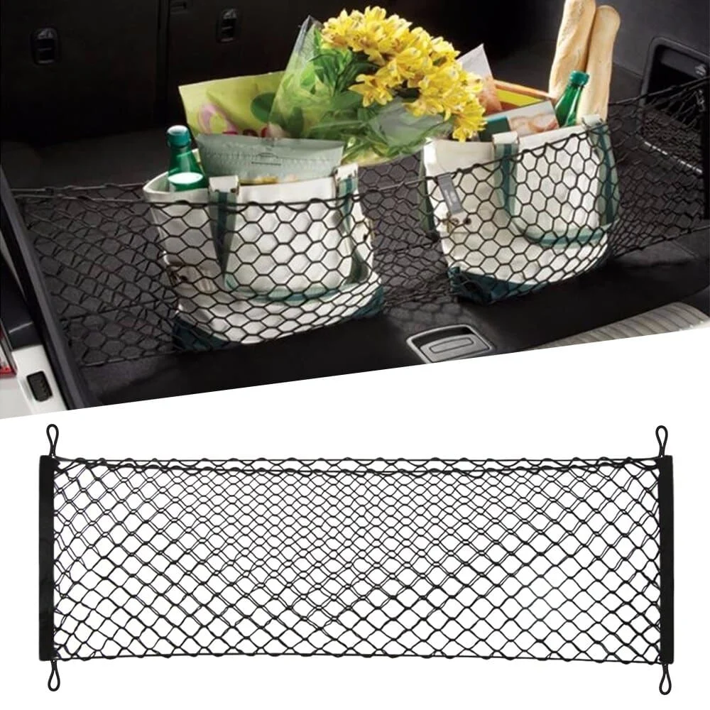 AMIO – Plasa de bagaje elastica cu buzunar si suporti de montaj, dimensiune 100 x 40 cm