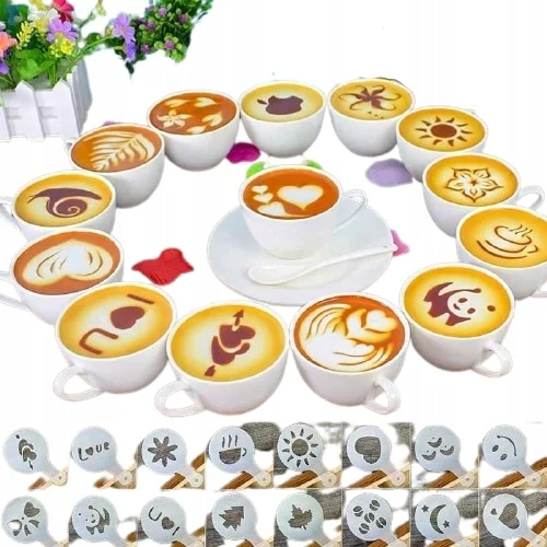 AVEX – Set 16 sabloane reutilizabile pentru ornarea desertului sau a cafelei