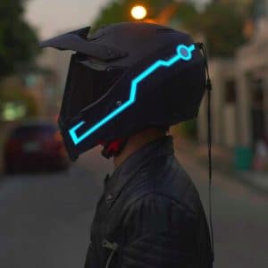 AVEX – Set 2 benzi LED pentru iluminare casca moto, culoare alba, telecomanda cu fir, alimentare baterii