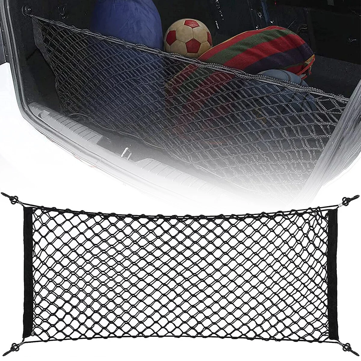 AMIO – Plasa de bagaje elastica cu buzunar si suporti de montaj, dimensiune 100 x 40 cm
