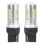 Set becuri auto cu LED CANBUS, 3030, 24SMD, compatibil T20, 7440, WY21W, Portocaliu, 12V / 24V, destinat competitiilor auto sau off-road