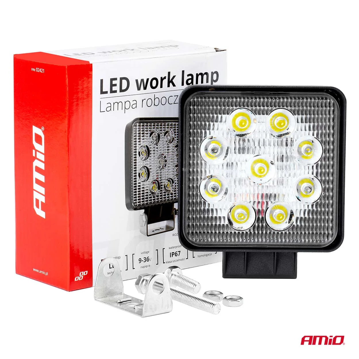 AMIO – Proiector LED pentru Off Road, ATV, SSV, culoare 6500K, LED FLOOD,, tensiune 9 36V, dimensiune, 110 x 110 mm