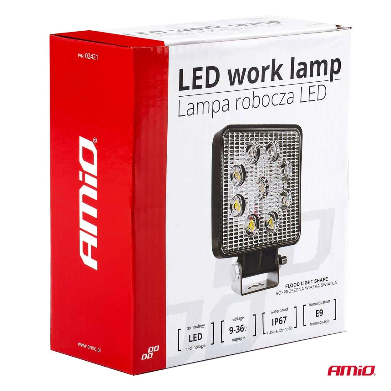 AMIO – Proiector LED pentru Off Road, ATV, SSV, culoare 6500K, LED FLOOD,, tensiune 9 36V, dimensiune, 110 x 110 mm