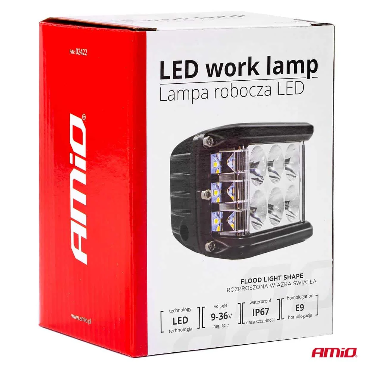 AMIO – Proiector LED pentru Off Road, ATV, SSV, culoare 6500K, cu doua functii, tensiune 9 36V, dimensiune, 110 x 75 mm