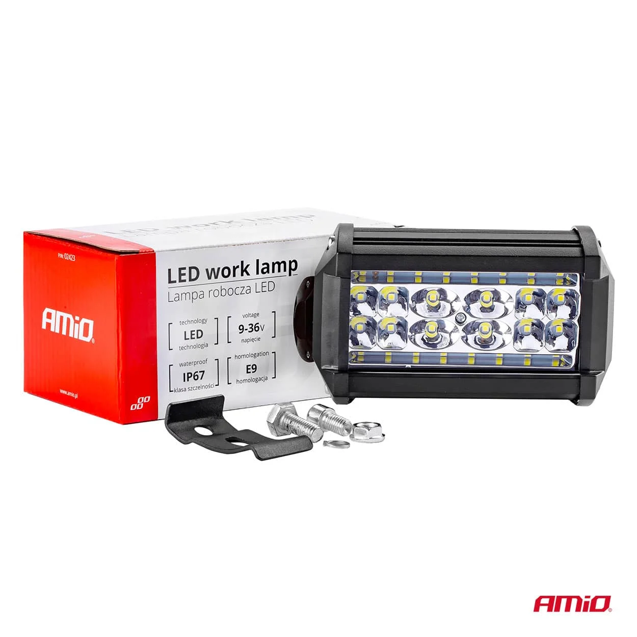AMIO – Proiector LED pentru Off Road, ATV, SSV, culoare 6500K, 28 LED uri, tensiune 9 36V, dimensiune 136 x 80 mm