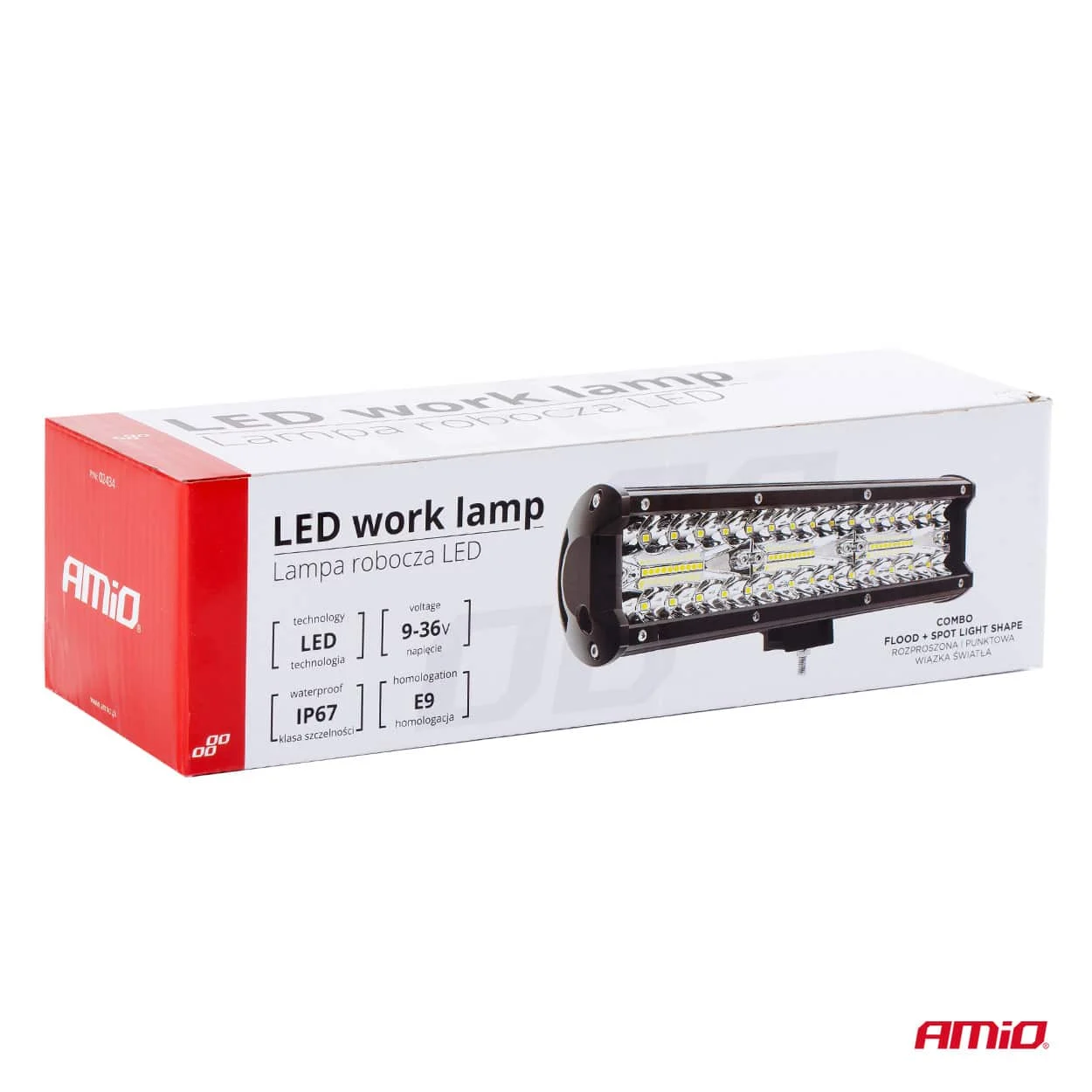 AMIO – Proiector LED pentru Off Road, ATV, SSV, culoare 6500K, 4800 lm, tensiune 9 36V, dimensiuni 240 x 74 mm