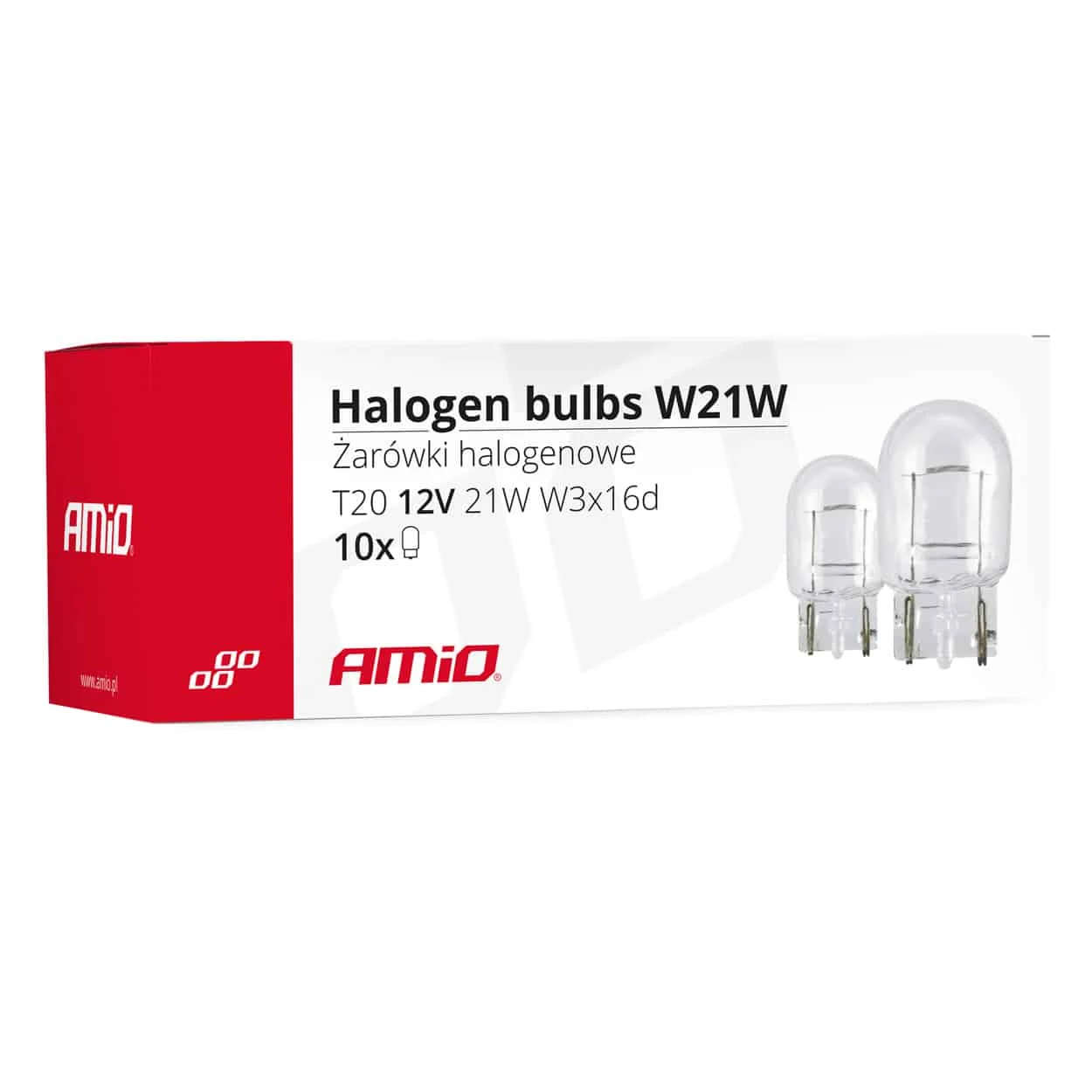 AMIO – Set 10 becuri cu halogen T20, W21W, W3x16d, 12V