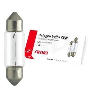 AMIO – Set 10 becuri cu halogen C5W Festoon, 41mm, 12V