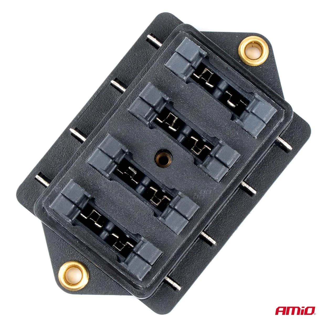 AMIO – Cutie de sigurante ceramica, etansa, cu 4 socluri, 30A Max, destinatie auto, utilitare, camioane, remorci