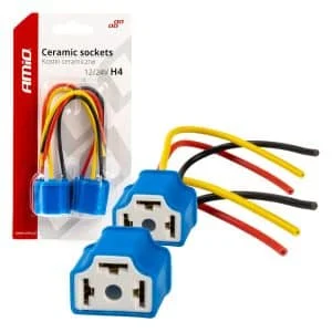AMIO – Set 2 mufe ceramice soclu H4, rezistente termic, 12 24V