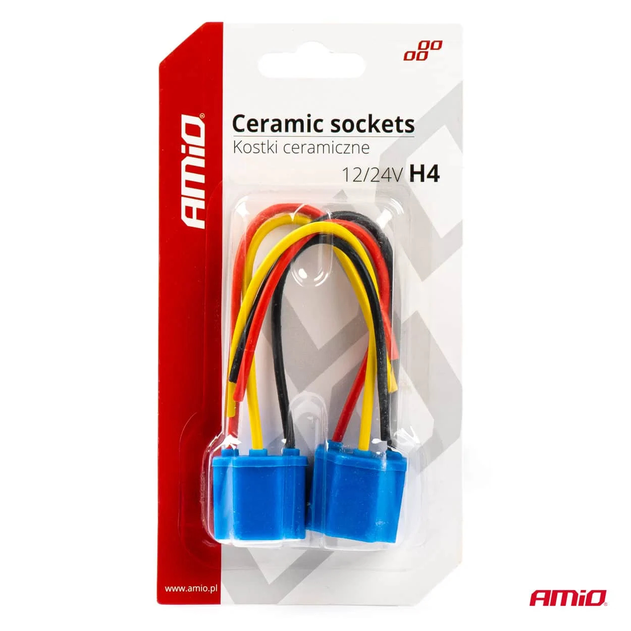 AMIO – Set 2 mufe ceramice soclu H4, rezistente termic, 12 24V