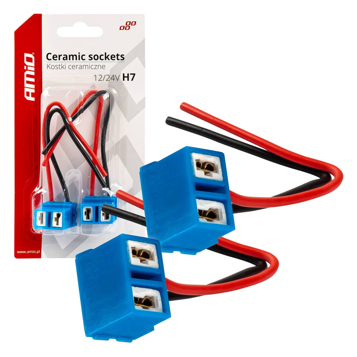 AMIO – Set 2 mufe ceramice soclu H7, rezistente termic, L Shape