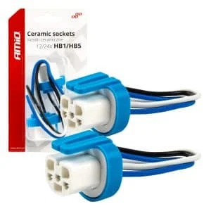 AMIO – Set 2 mufe ceramice drepte, soclu HB1, HB5, rezistente termic