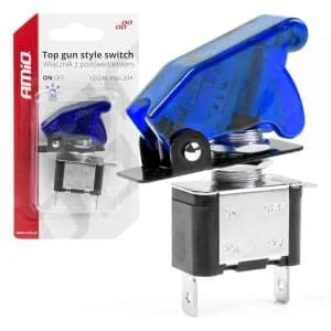 AMIO – Comutator iluminat (intrerupator) cu protectie, destinatie auto, moto, ATV, SSV, Off Road, model "TOP GUN", tensiune 12V 24V…
