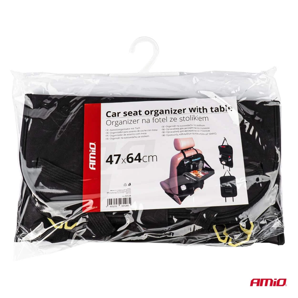 AMIO – Organizator auto cu masa rabatabila, montaj pe spatarul scaunului