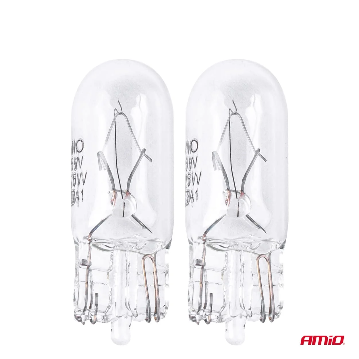 AMIO – Set 2 becuri cu halogen, soclu T10, W5W, W2.1x9.5d, alimentare 12V