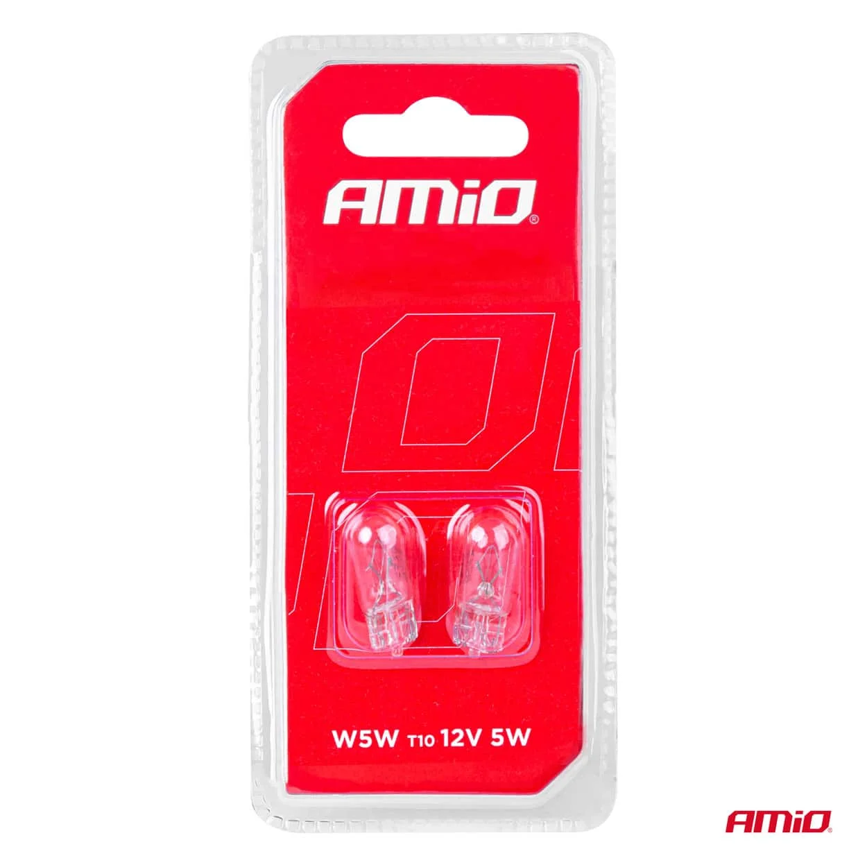 AMIO – Set 2 becuri cu halogen, soclu T10, W5W, W2.1x9.5d, alimentare 12V
