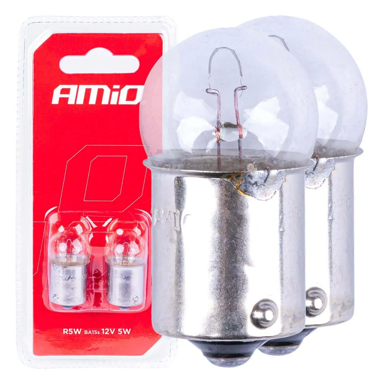 AMIO – Set 2 becuri cu halogen, soclu R5W, BA15s, alimentare 12V
