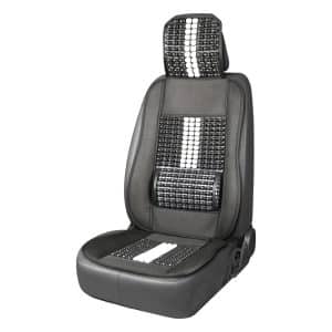 AMIO – Husa scaun auto cu bile de masaj, suport lombar si tetiera, dimensiuni 131 x 46 cm, culoare Neagra