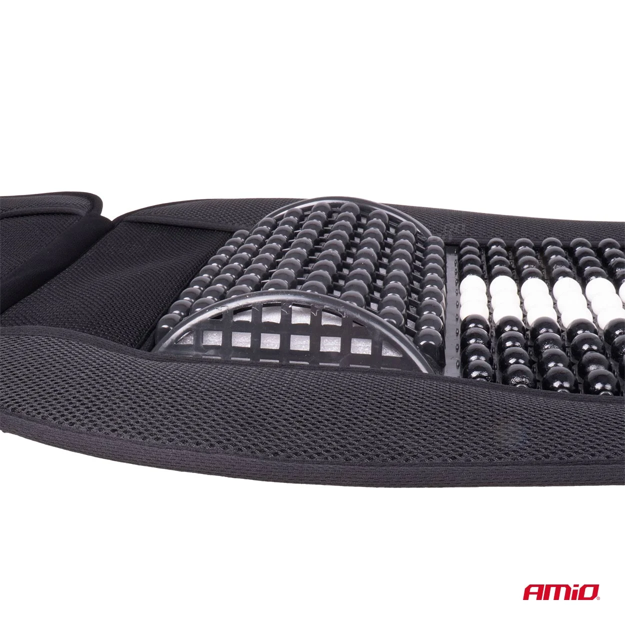 AMIO – Husa scaun auto cu bile de masaj, suport lombar si tetiera, dimensiuni 131 x 46 cm, culoare Neagra