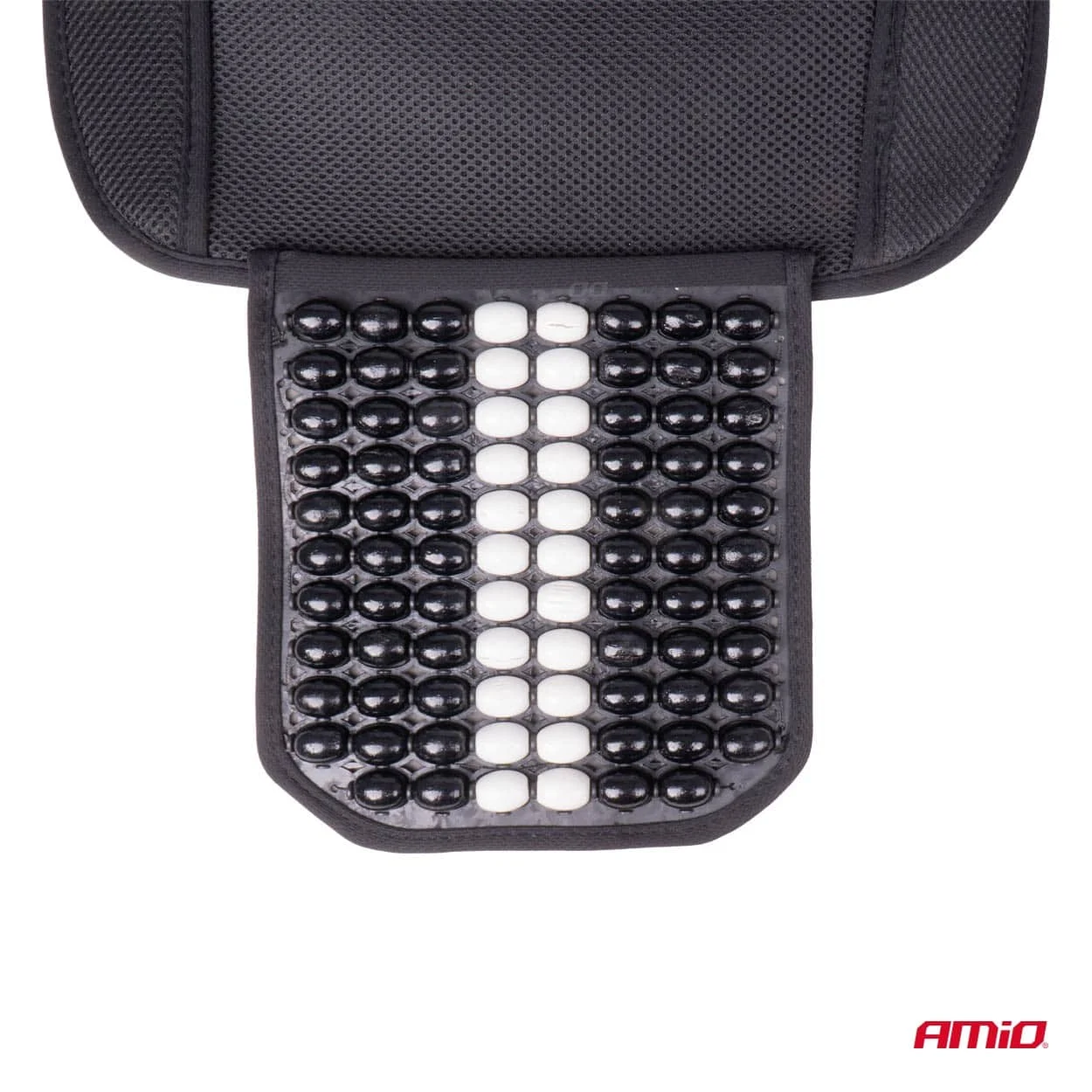 AMIO – Husa scaun auto cu bile de masaj, suport lombar si tetiera, dimensiuni 131 x 46 cm, culoare Neagra