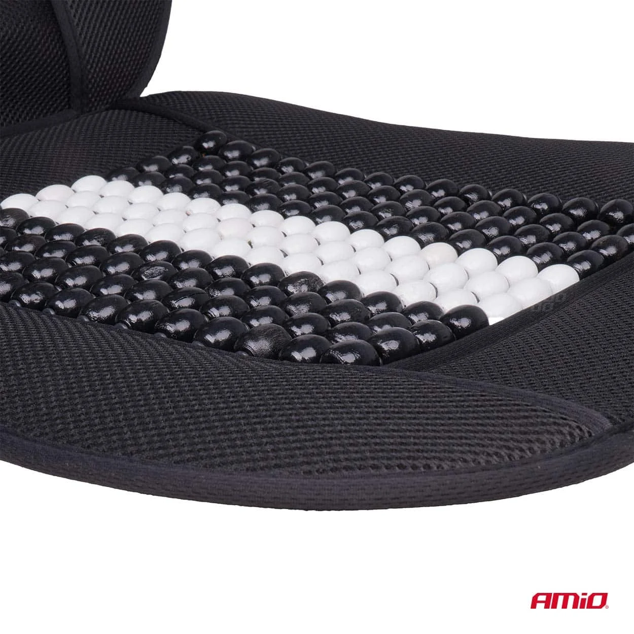 AMIO – Husa scaun auto cu bile de masaj, suport lombar si tetiera, dimensiuni 131 x 46 cm, culoare Neagra