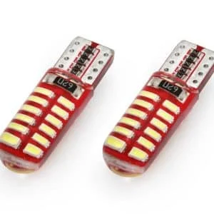 AMIO – Set becuri auto cu LED CANBUS compatibil T10e W5W 24 SMD SILCA Alb 12V, destinat competitiilor auto sau off road