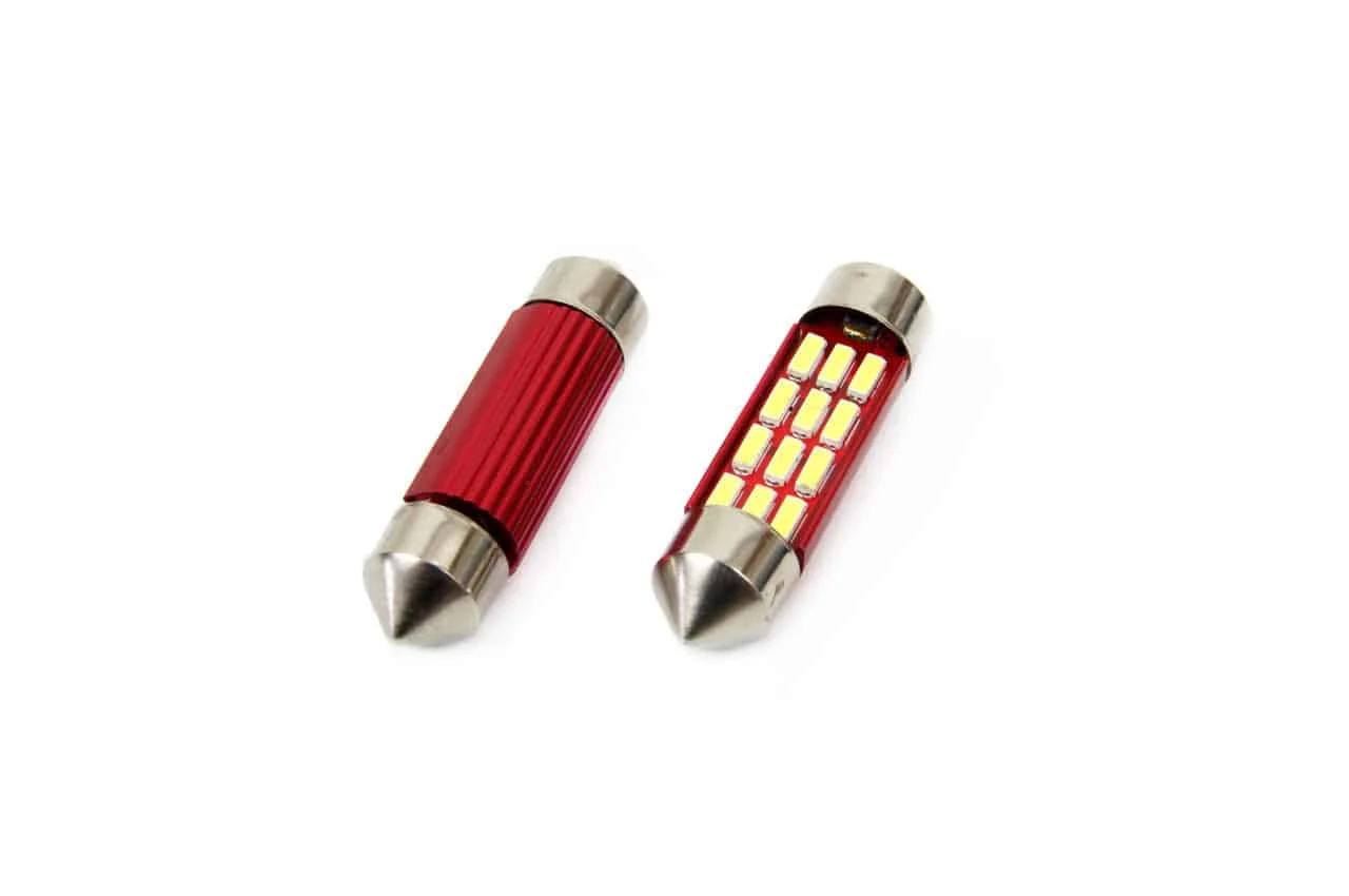 AMIO – Set becuri auto cu LED CANBUS sofit compatibil C5W 12 SMD 39mm Alb 12/24V, destinat competitiilor auto sau off road