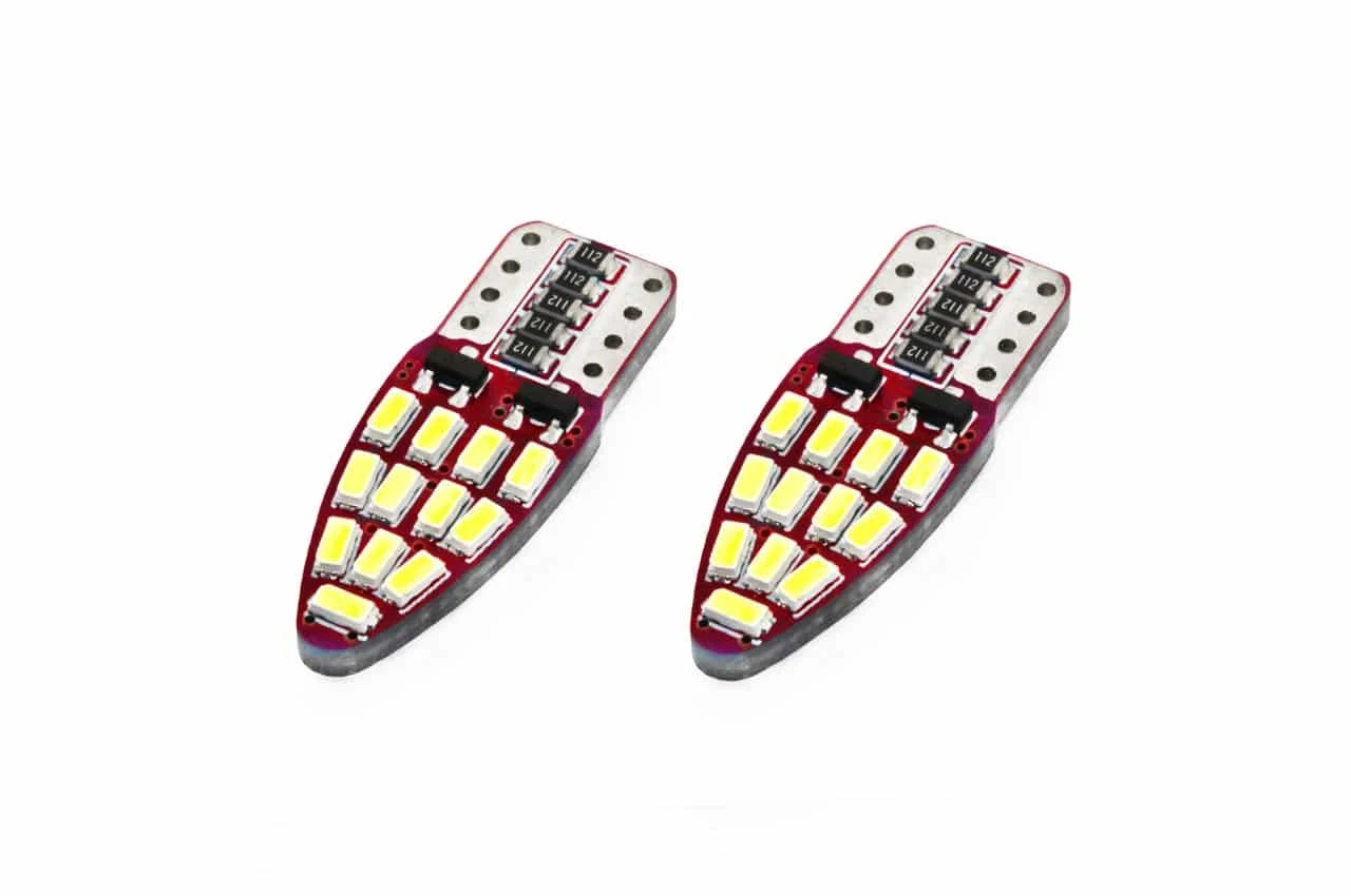 AMIO – Set becuri auto cu LED CANBUS compatibil T10e W5W 24 SMD Alb 12V, destinat competitiilor auto sau off road