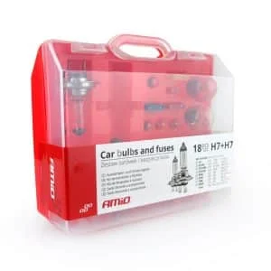 AMIO – Set rezerva becuri si sigurante 19 buc 2xH7