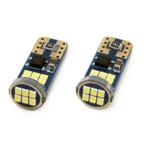 AMIO – Set becuri auto cu LED CANBUS UltraBright compatibil T10e W5W 18 SMD Alb 12V/24V, destinat competitiilor auto sau off road