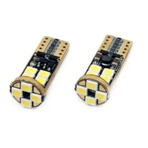 AMIO – Set becuri auto cu LED CANBUS compatibil T10e W5W 12 SMD Alb 12/24V, destinat competitiilor auto sau off road