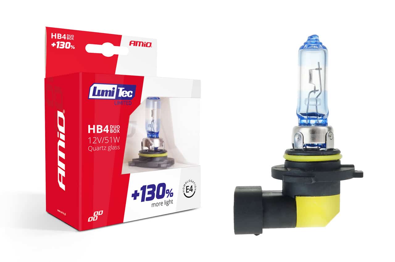 AMIO – Set becuri cu halogen HB4 12V 51W LumiTec LIMITED + 130% DUO BOX