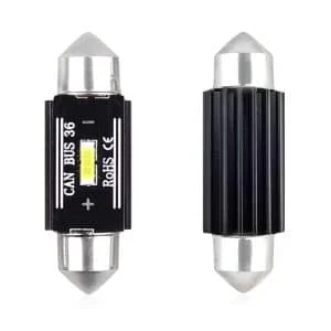 AMIO – Set becuri auto cu LED CANBUS sofit compatibil C5W 1 SMD 36mm Alb 12/24V, destinat competitiilor auto sau off road