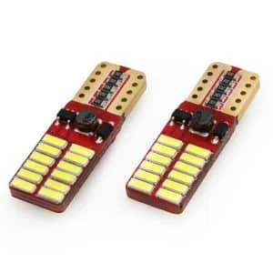 AMIO – Set becuri auto cu LED CANBUS compatibil T10e W5W 24 SMD Alb 12V/24V, destinat competitiilor auto sau off road